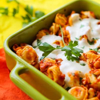 Easy Cheesy Tortellini Bake - Pip and Ebby by Megan Porta