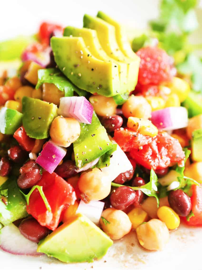 Loaded veggie salad in a bowl. 