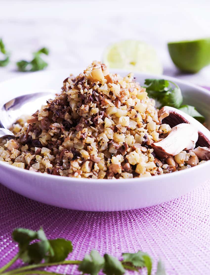 Whole30 Cauliflower rice in a bowl. 