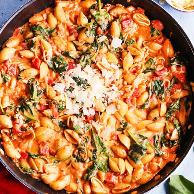 Pasta Skillet With Creamy Tomato Sauce - Pip and Ebby