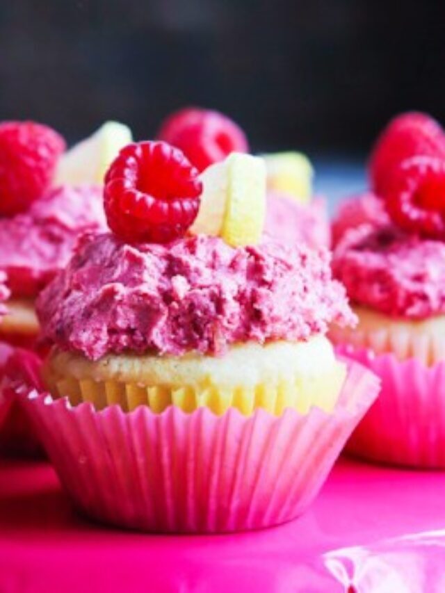 Light Lemony Cupcakes with Raspberry Buttercream