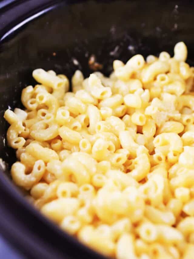 Mac and cheese in a crockpot.