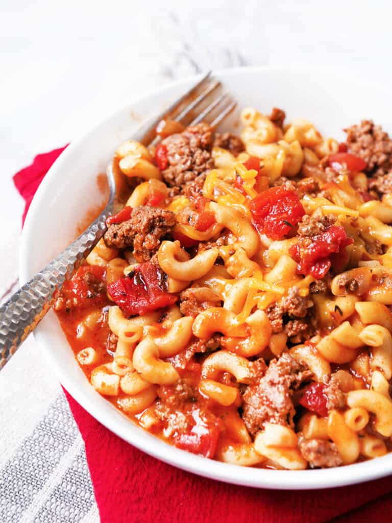 A bowl of goulash.