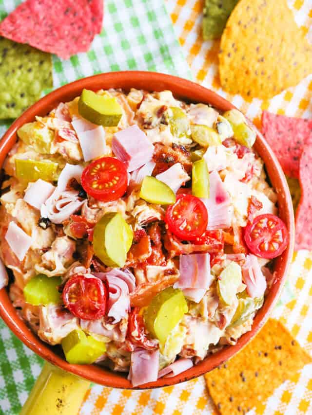 Snack on a Club Sandwich Cream Cheese Dip with Ham Pip and Ebby