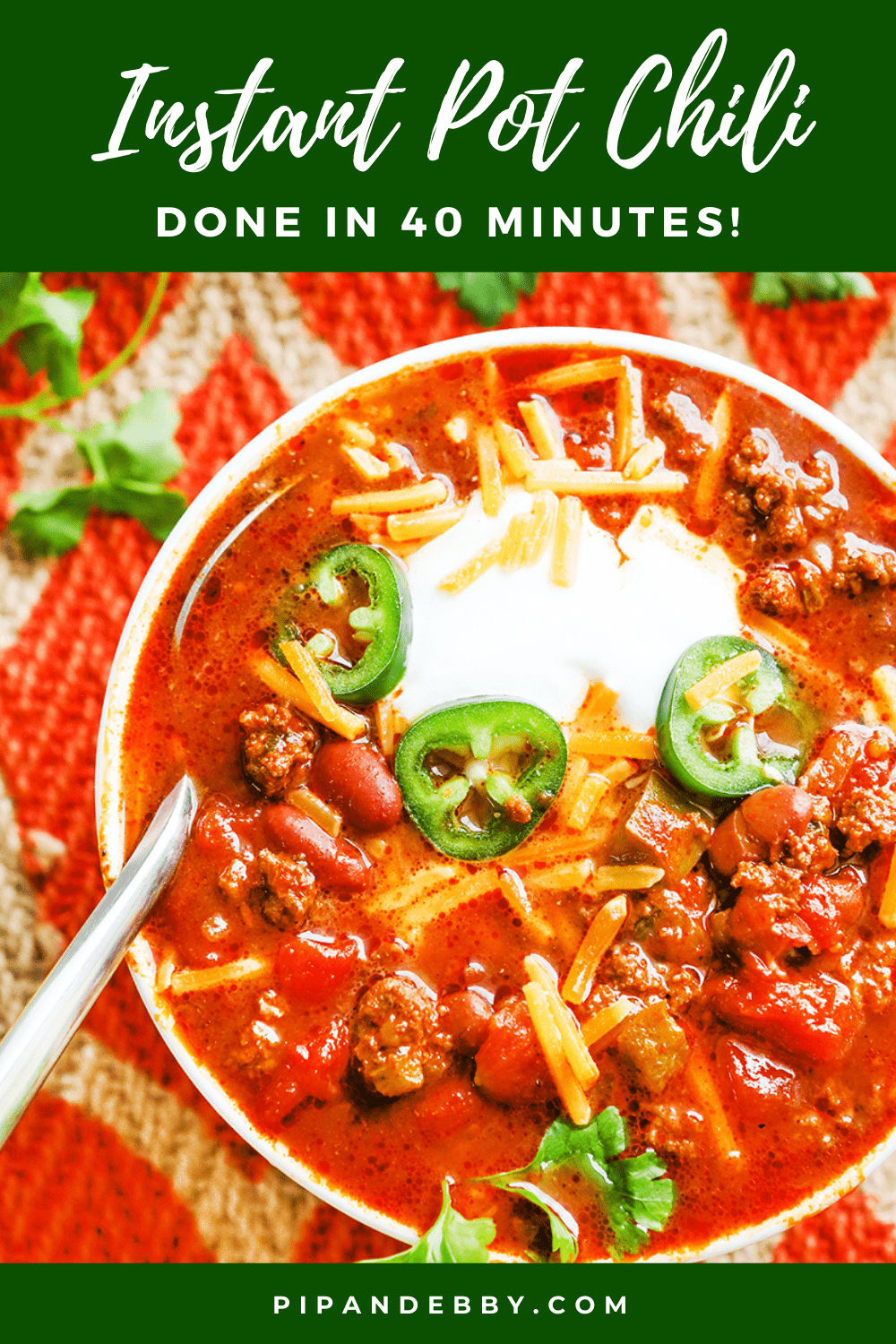 Instant Pot Chili Recipe done in 40 min! Pip and Ebby