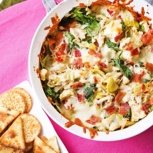 Chicken Bacon Artichoke Dip Recipe - Pip and Ebby