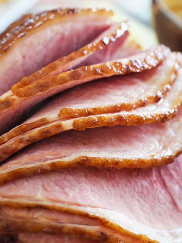 Ham slices falling over. 