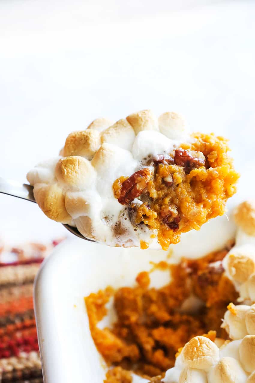 Sweet Potato Casserole with Pecan Topping - Pip and Ebby