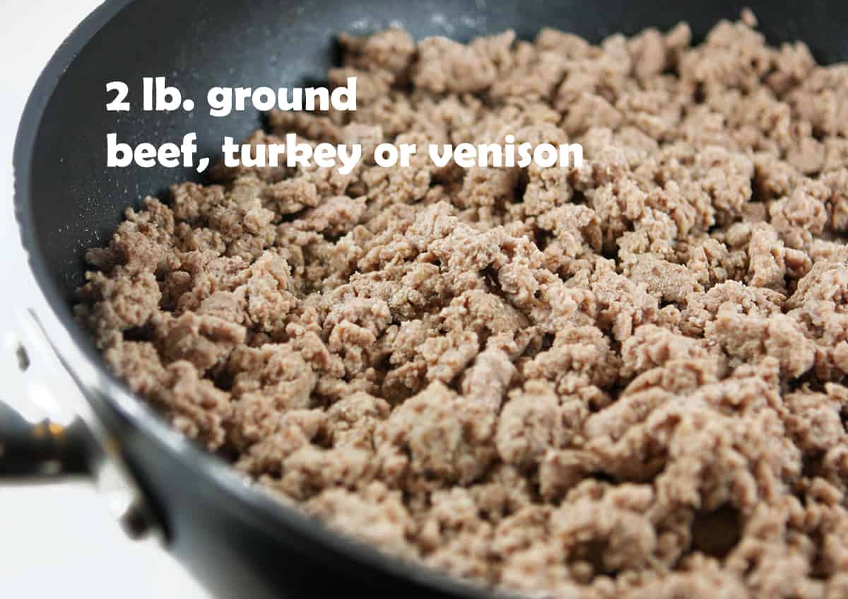 pan of cooked ground beef 