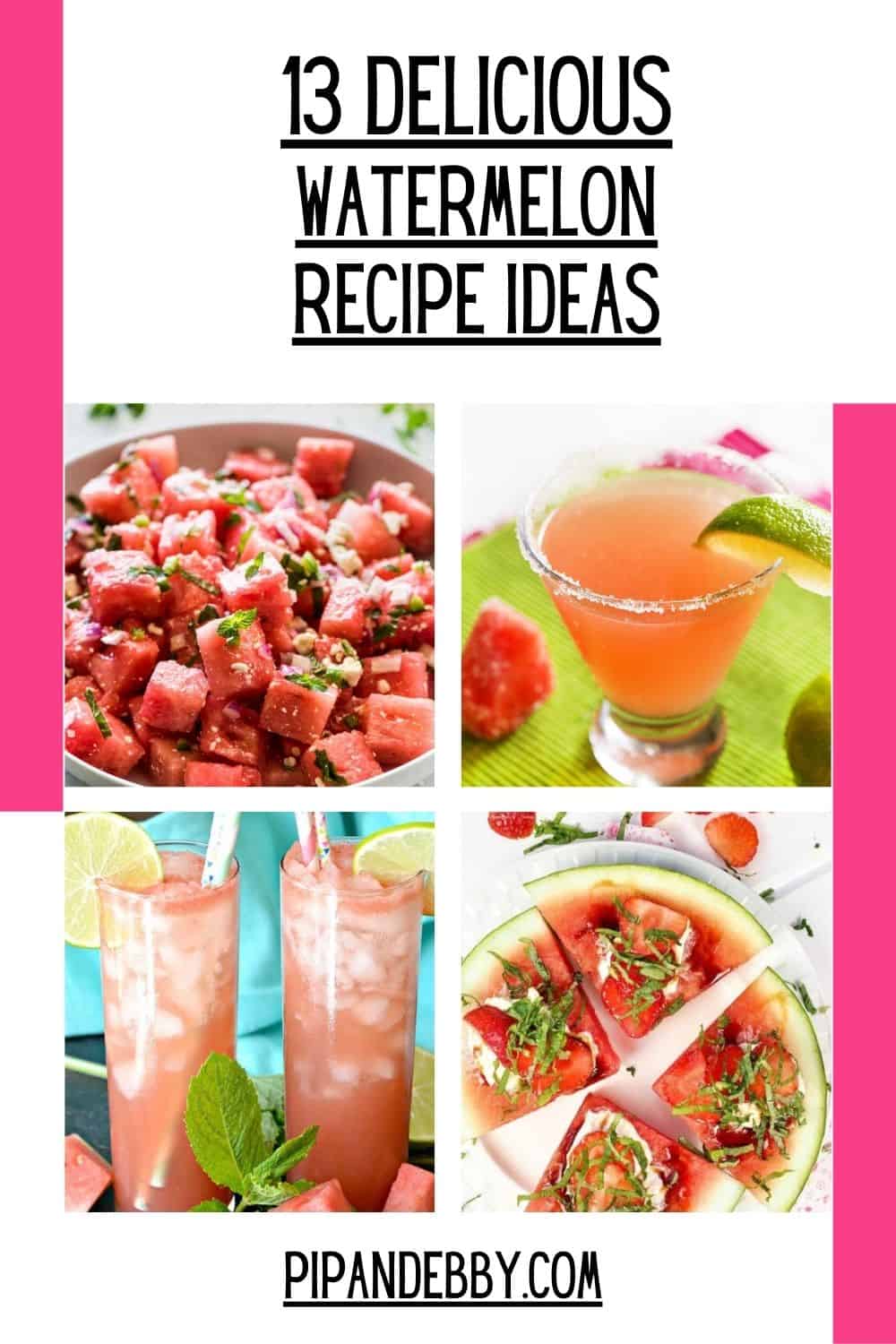 pinterest pin with 4 watermelon photos and text.