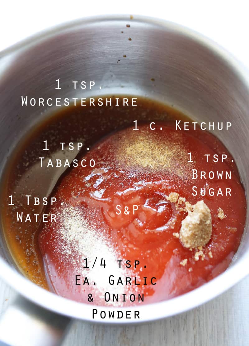 Arby's Sauce ingredients in saucepan ready to cook.