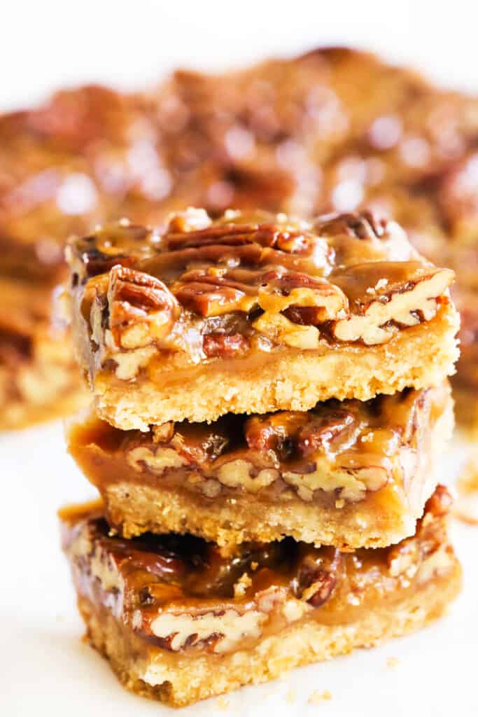 Stack of Caramel Pecan Bars