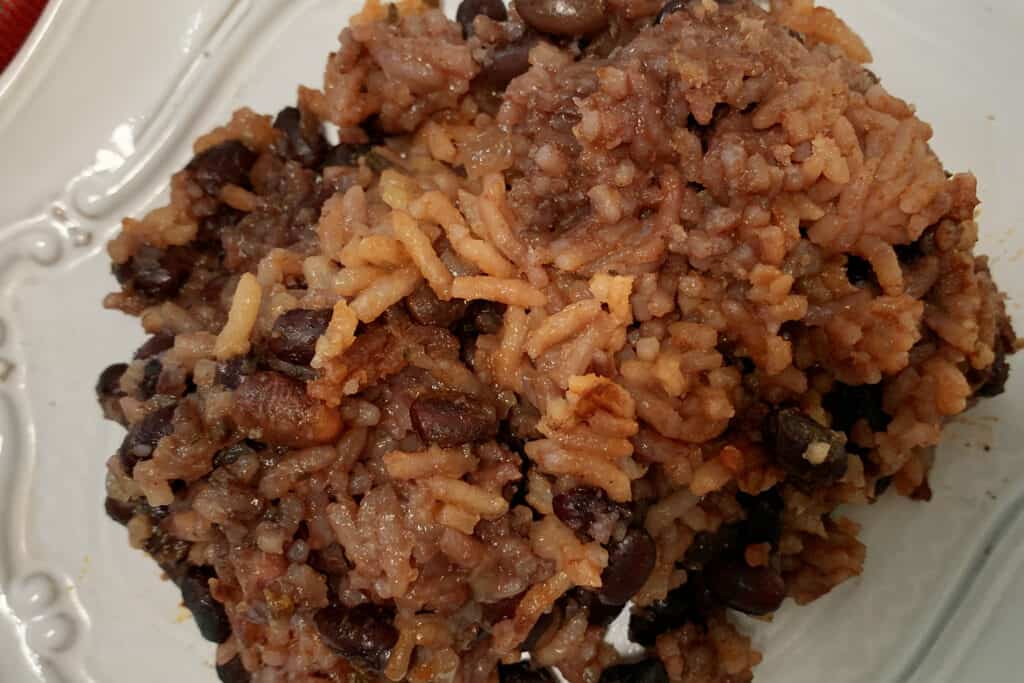 A plate of instant pot rice and beans. 