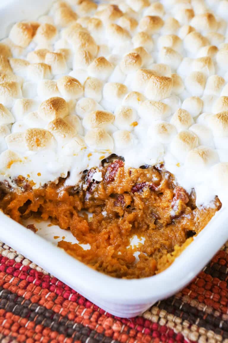 Sweet Potato Casserole with Pecan Topping - Pip and Ebby