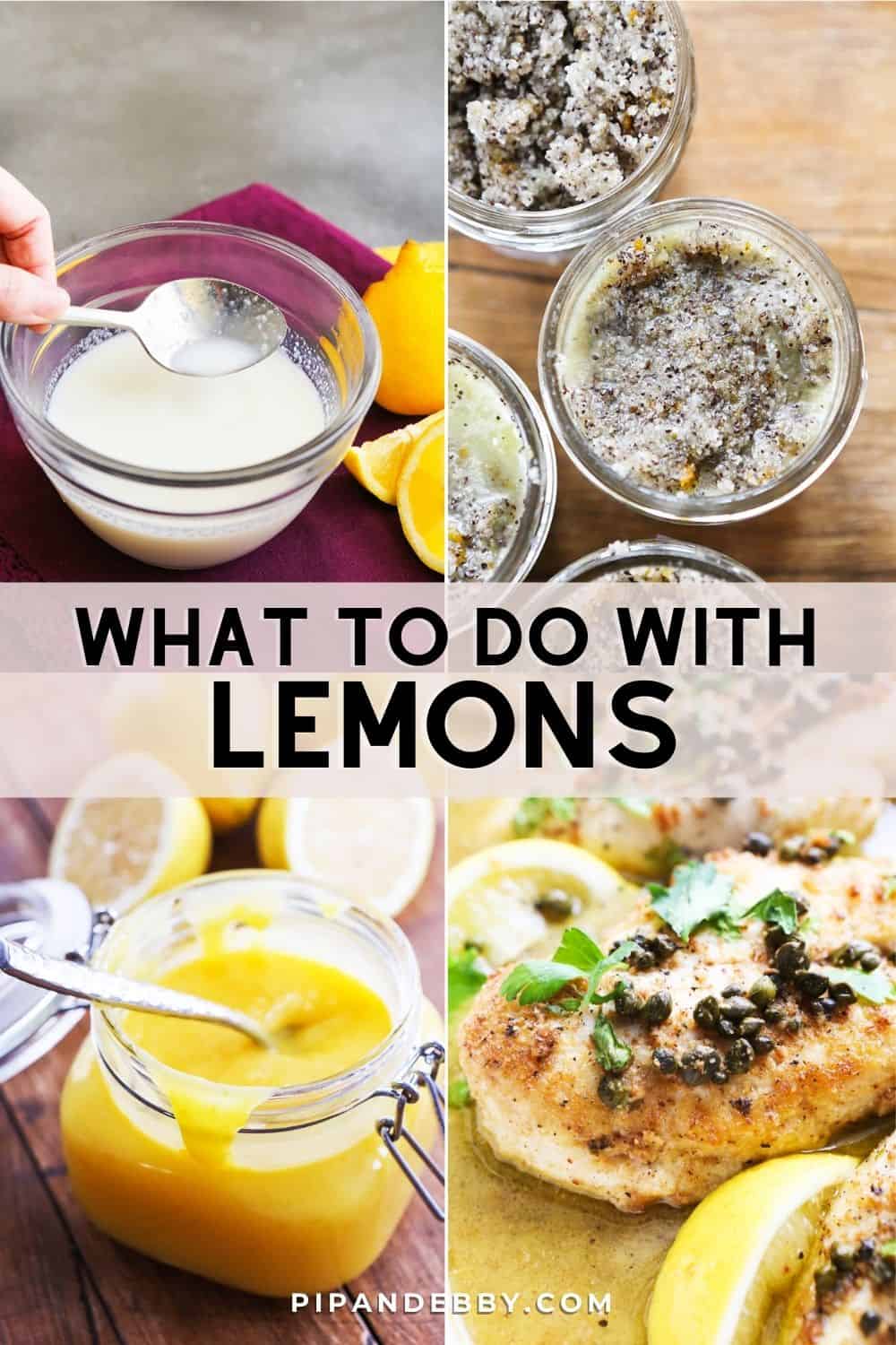 Four photos in a grid with text overlay reading, "What to do with lemons."