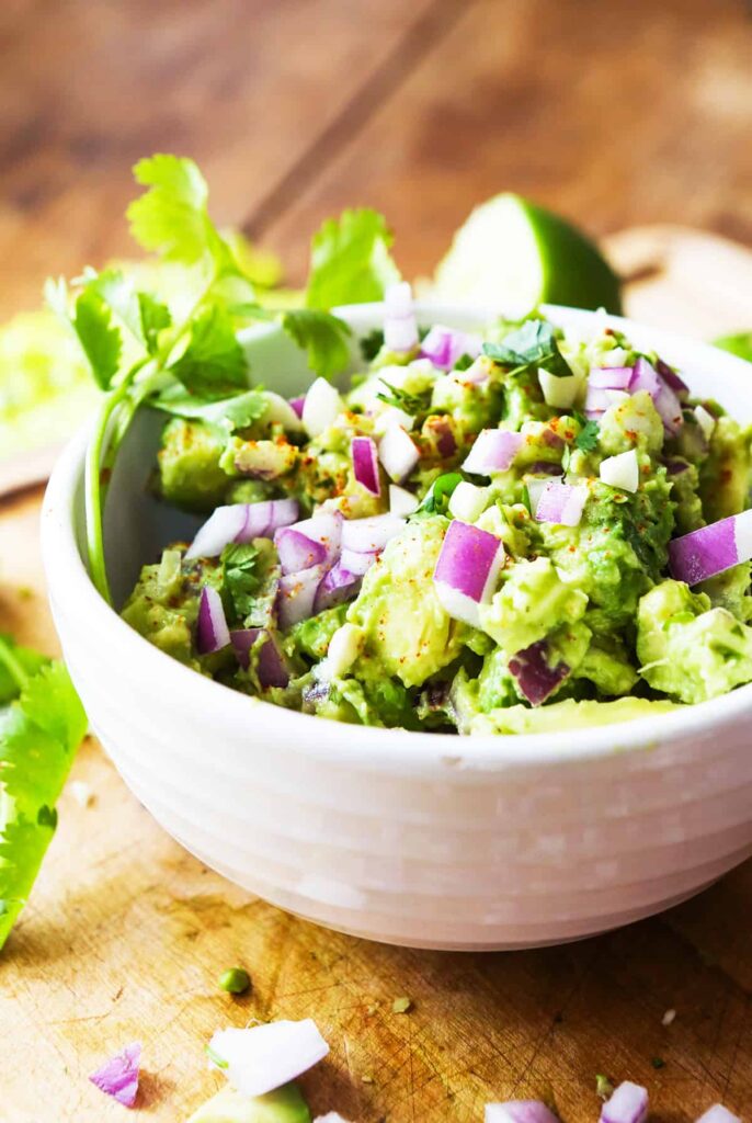 Bowl of guacamole. 