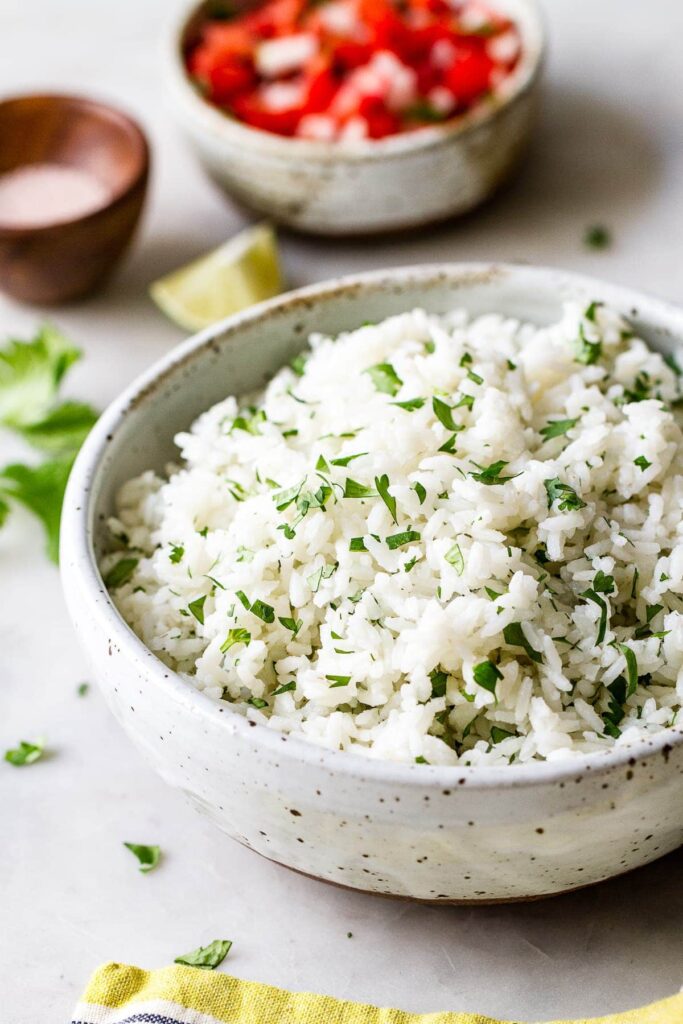 Bowl of cilantro lime rice. 