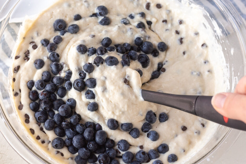 Blueberry Buttermilk Pancakes with Chocolate Chips! Pip and Ebby