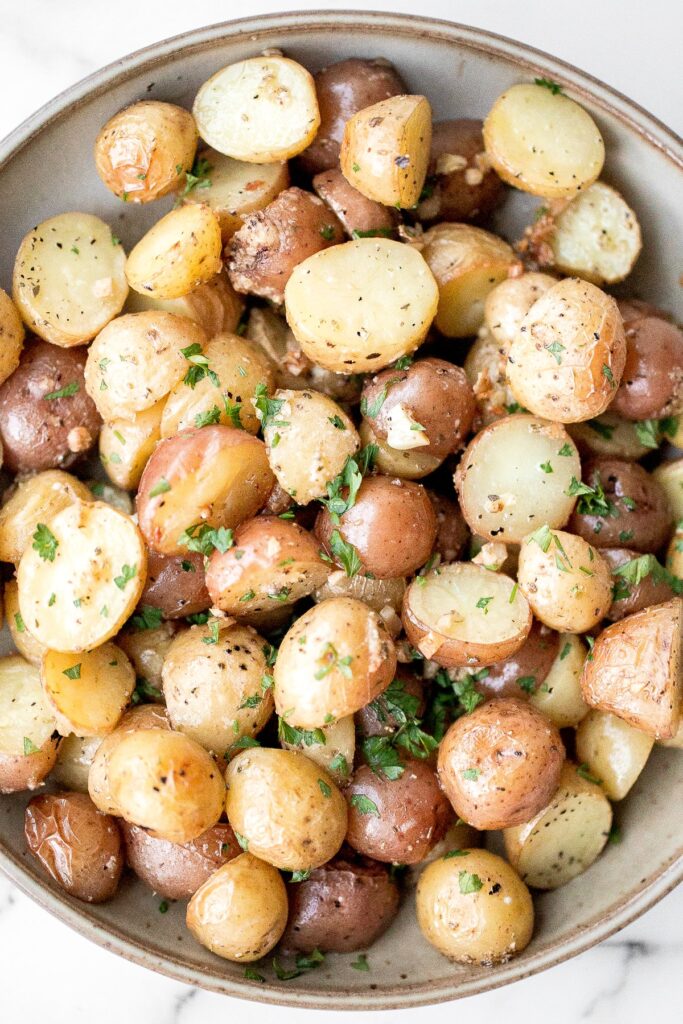 Roasted garlic parmesan potatoes. 