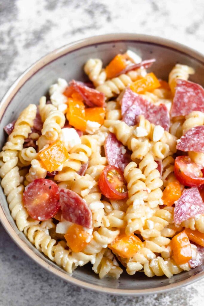 Instant pot pasta salad in a bowl