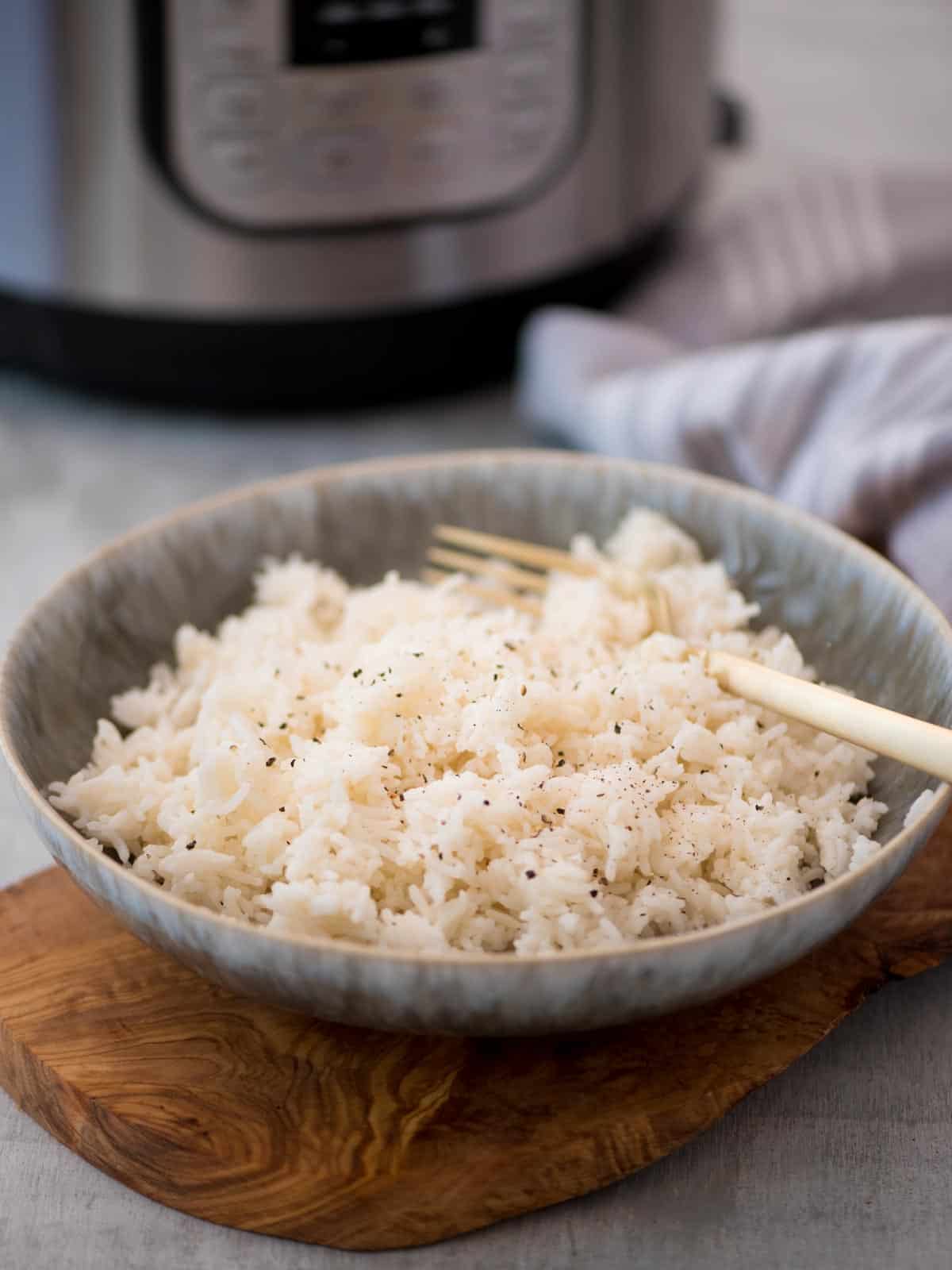 Basmati rice prepared in the instant pot. 