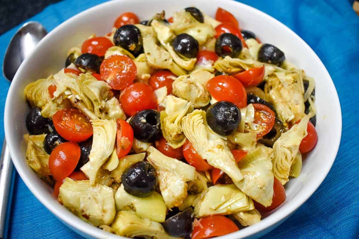 Bowl of artichoke salad. 