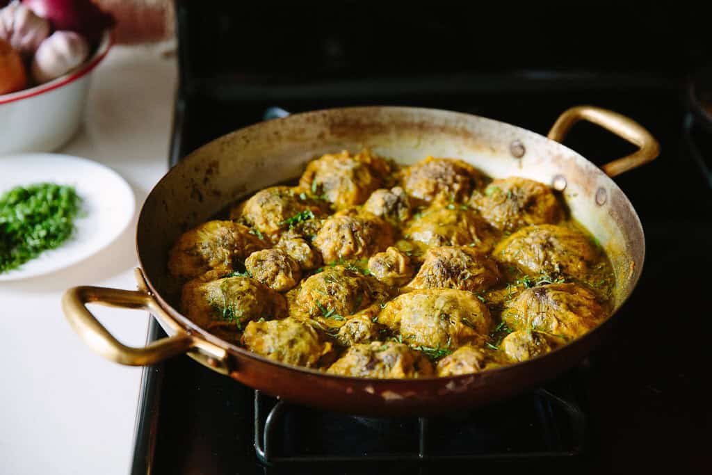 braised lamb stuffed artichoke hearts. 