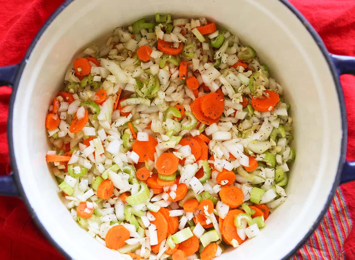 Healthy vegetable ingredients for soup or stew.
