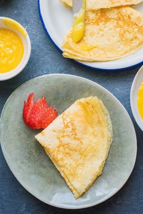 French crepes with lemon curd. 
