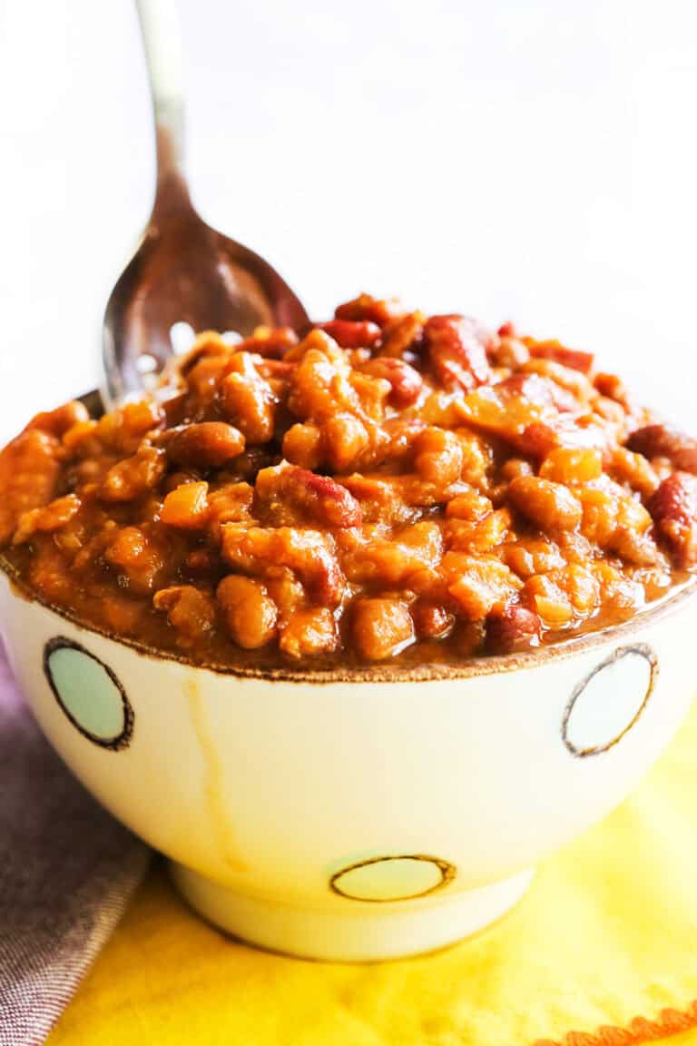 Crock Pot Baked Beans with Bacon so easy! Pip and Ebby
