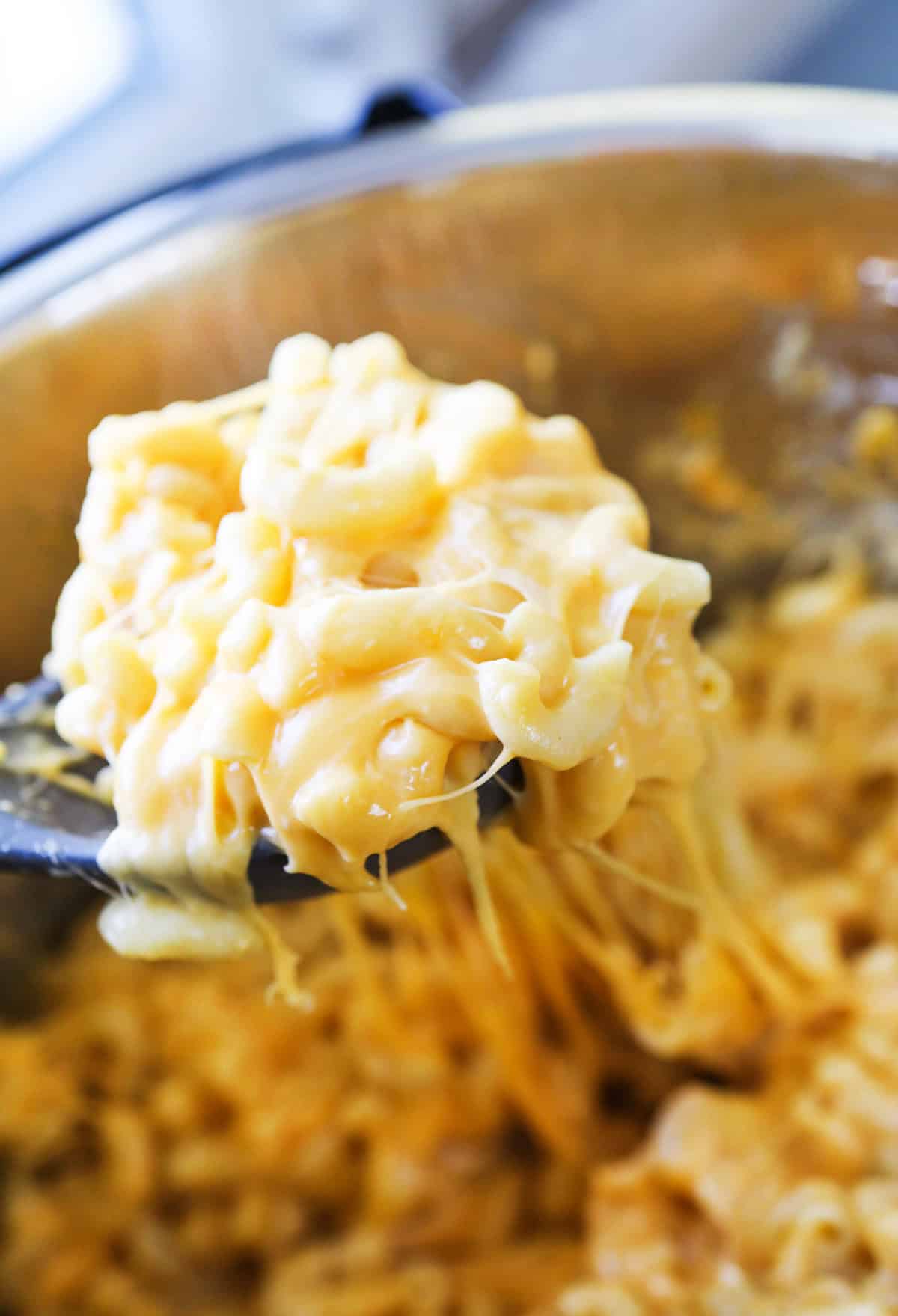 Creamy mac and cheese served in a pot, highlighting comfort food and homemade recipes.
