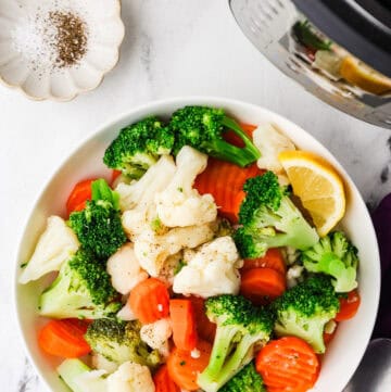 Frozen vegetables cooked in Instant Pot for quick, healthy side dish.
